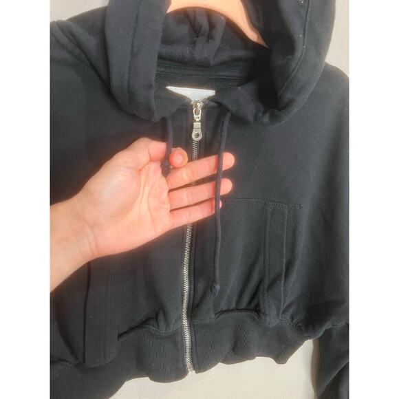 Women Aeropostale Black Crop Top Hoodie Sz S Y2K 2000s Grunge Emo Dark Fairy - Picture 9 of 10